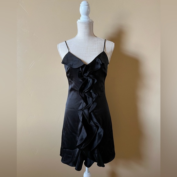 NWT Alice + Olivia Mayer Ruffle Satin Minidress Sz 2 - Picture 2 of 7